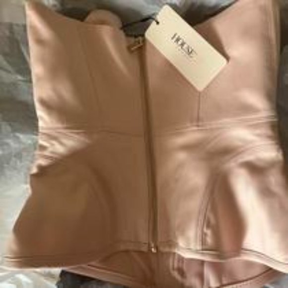 RARE HOUSE OF CB 'Antonella' Blush Satin Boned Corset NWOT - Picture 8 of 12